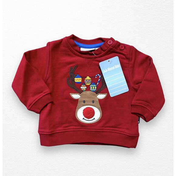 NWT JoJo Maman Bebe Reindeer Sweatshirt, 0-3 Months - Picture 4 of 10